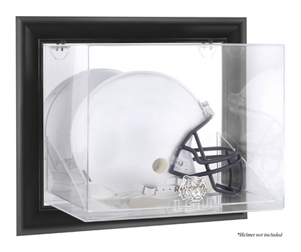 Louisiana State (LSU) Tigers Black Framed Wall Mountable Logo Football Helmet Display Case