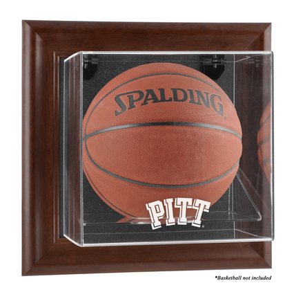 Pittsburgh Panthers Brown Framed Wall Mountable Logo Basketball Display Case