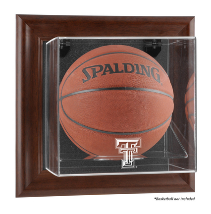 Texas Tech Red Raiders Brown Framed Wall Mountable Logo Basketball Display Case