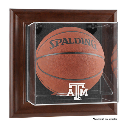 Texas A & M Aggies Brown Framed Wall Mountable Logo Basketball Display Case