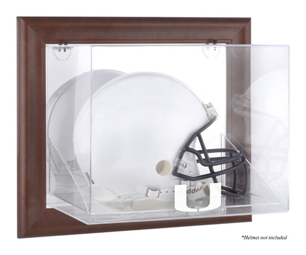 Miami Hurricanes Brown Framed Wall Mountable Logo Football Helmet Display Case