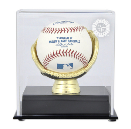 Gold Glove Single Baseball Display Case with Seattle Mariners Logo