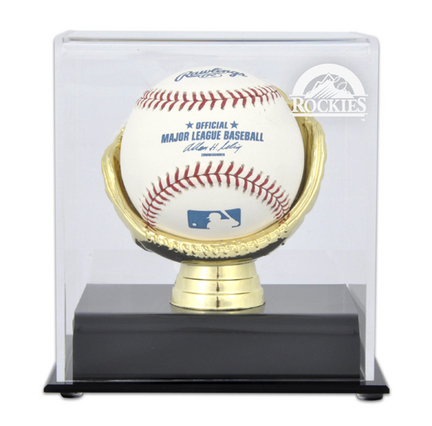 Gold Glove Single Baseball Display Case with Colorado Rockies Logo