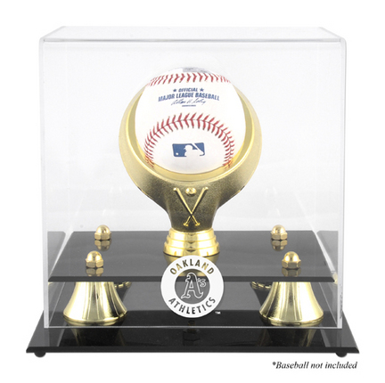 Golden Classic (BH-4 Gold Ring) Baseball Display Case with Oakland Athletics Logo