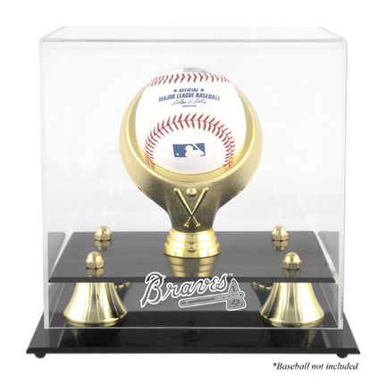 Golden Classic (BH-4 Gold Ring) Baseball Display Case with Atlanta Braves Logo