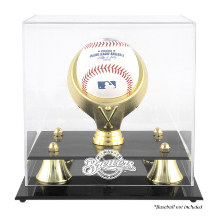 Golden Classic (BH-4 Gold Ring) Baseball Display Case with Milwaukee Brewers Logo