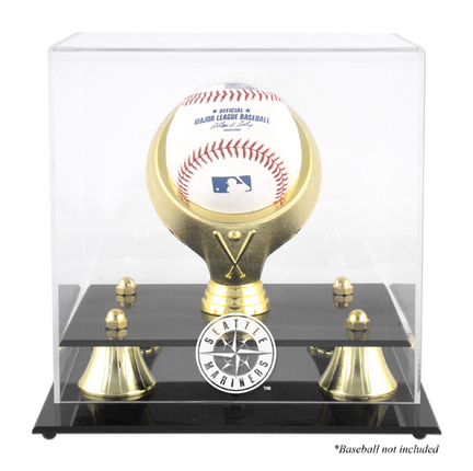 Golden Classic (BH-4 Gold Ring) Baseball Display Case with Seattle Mariners Logo