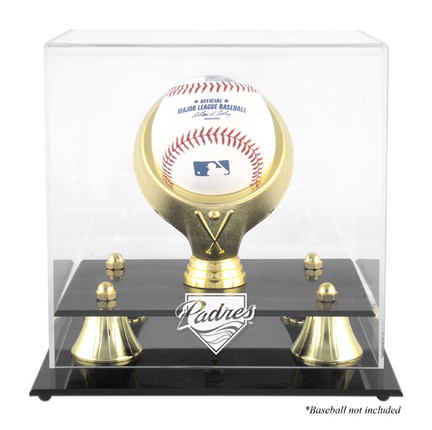 Golden Classic (BH-4 Gold Ring) Baseball Display Case with San Diego Padres Logo