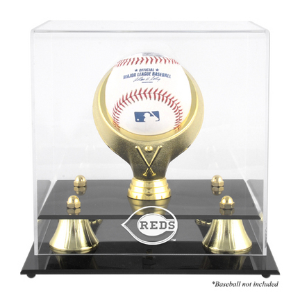 Golden Classic (BH-4 Gold Ring) Baseball Display Case with Cincinnati Reds Logo