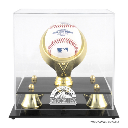 Golden Classic (BH-4 Gold Ring) Baseball Display Case with Colorado Rockies Logo