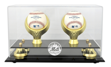 Golden Classic 2-Baseball Display Case with New York Mets Logo