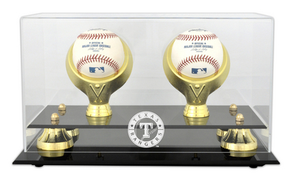 Golden Classic 2-Baseball Display Case with Texas Rangers Logo