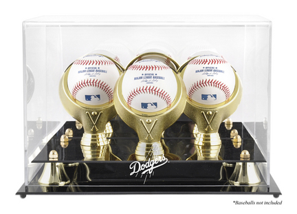 Golden Classic 3-Baseball Display Case with Los Angeles Dodgers Logo
