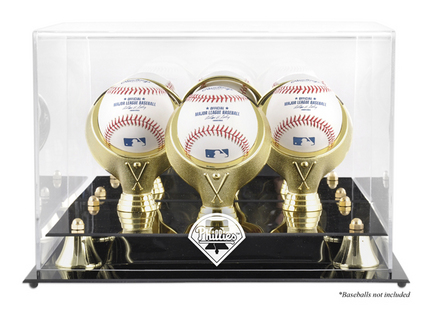 Golden Classic 3-Baseball Display Case with Philadelphia Phillies Logo
