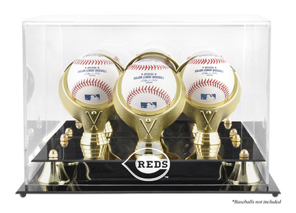 Golden Classic 3-Baseball Display Case with Cincinnati Reds Logo