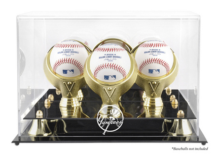 Golden Classic 3-Baseball Display Case with New York Yankees Logo