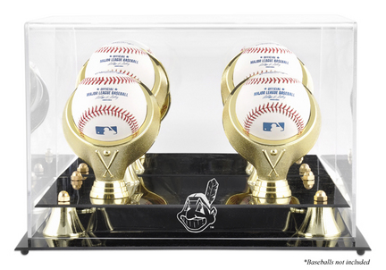 Golden Classic 4-Baseball Display Case with Cleveland Indians Logo