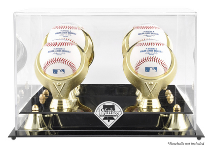 Golden Classic 4-Baseball Display Case with Philadelphia Phillies Logo