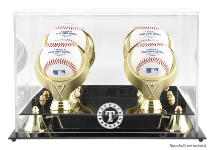 Golden Classic 4-Baseball Display Case with Texas Rangers Logo