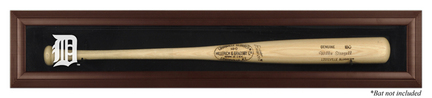 Brown Framed Single Baseball Bat (BC-2) Display Case with Detroit Tigers Logo