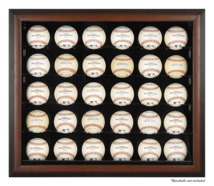 Brown Framed 30-Baseball Display Case