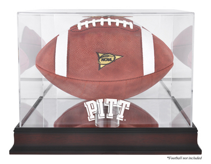 Football Display Case with Mahogany Finished Base and Pittsburgh Panthers Logo