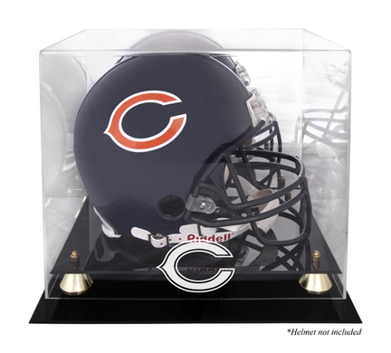 Golden Classic Football Helmet Display Case with Chicago Bears Logo