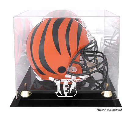 Golden Classic Football Helmet Display Case with Cincinnati Bengals Logo