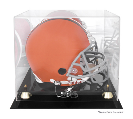 Golden Classic Football Helmet Display Case with Cleveland Browns Logo
