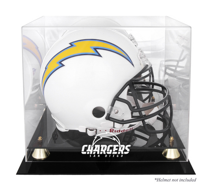Golden Classic Football Helmet Display Case with San Diego Chargers Logo