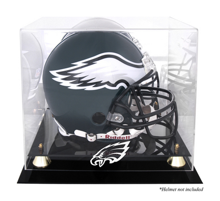 Golden Classic Football Helmet Display Case with Philadelphia Eagles Logo