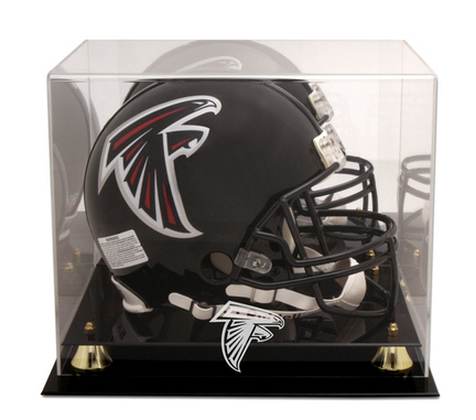 Golden Classic Football Helmet Display Case with Atlanta Falcons Logo