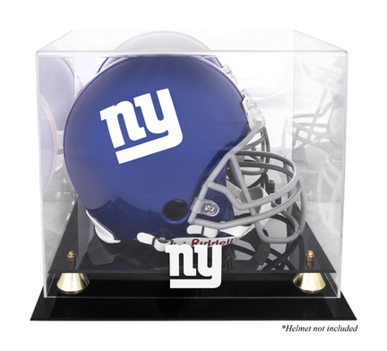 Golden Classic Football Helmet Display Case with New York Giants Logo