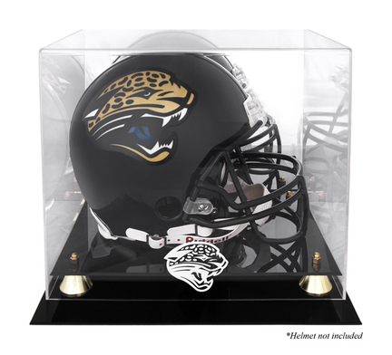 Golden Classic Football Helmet Display Case with Jacksonville Jaguars Logo