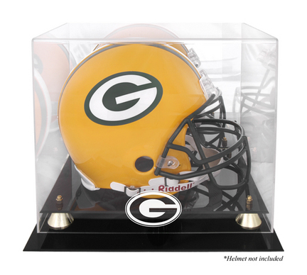 Golden Classic Football Helmet Display Case with Green Bay Packers Logo