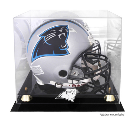 Golden Classic Football Helmet Display Case with Carolina Panthers Logo