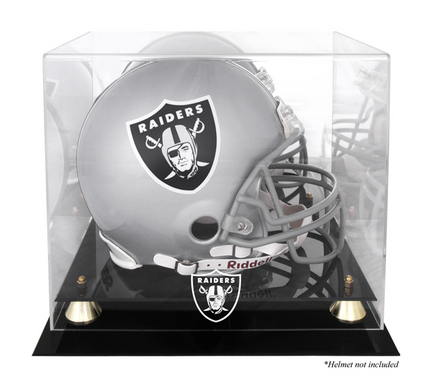 Golden Classic Football Helmet Display Case with Oakland Raiders Logo