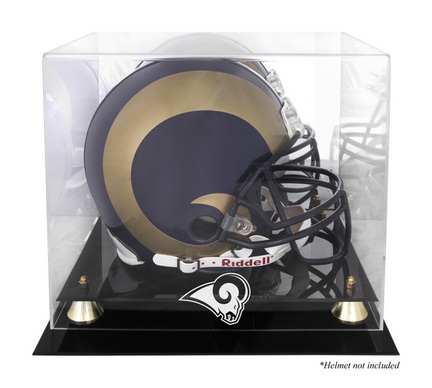 Golden Classic Football Helmet Display Case with St. Louis Rams Logo