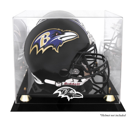 Golden Classic Football Helmet Display Case with Baltimore Ravens Logo