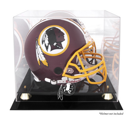 Golden Classic Football Helmet Display Case with Washington Redskins Logo