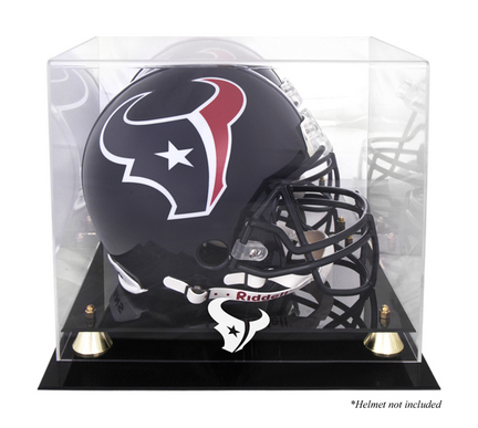 Golden Classic Football Helmet Display Case with Houston Texans Logo