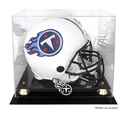 Golden Classic Football Helmet Display Case with Tennessee Titans Logo