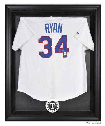 Black Framed Jersey Display Case with Texas Rangers Logo