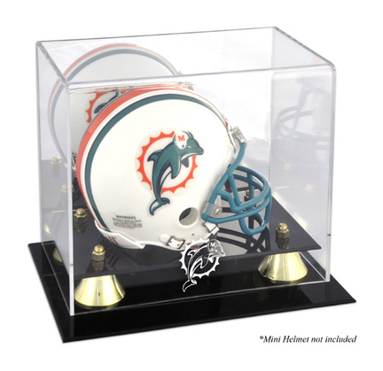 Golden Classic Mini Football Helmet Case with Miami Dolphins Logo