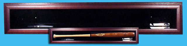 Brown Single Baseball Bat Framed Display Case - Barrel on Right