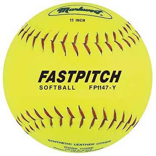 11" Yellow Fast Pitch Softballs from Markwort - 1 Dozen