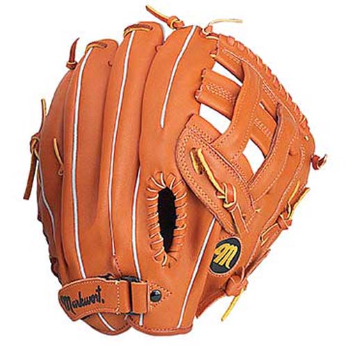 12 1/2" Tan Clover Open Web Outfield Baseball Glove from Markwort - (Worn on Left Hand)