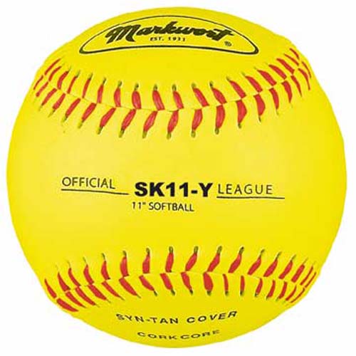 11" Synthetic Leather Cover Yellow Softballs from Markwort - One Dozen