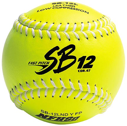 12" Spalding SB12 Cork Center .47 COR Yellow NFHS Fast Pitch Softballs from Dudley - (One Dozen)