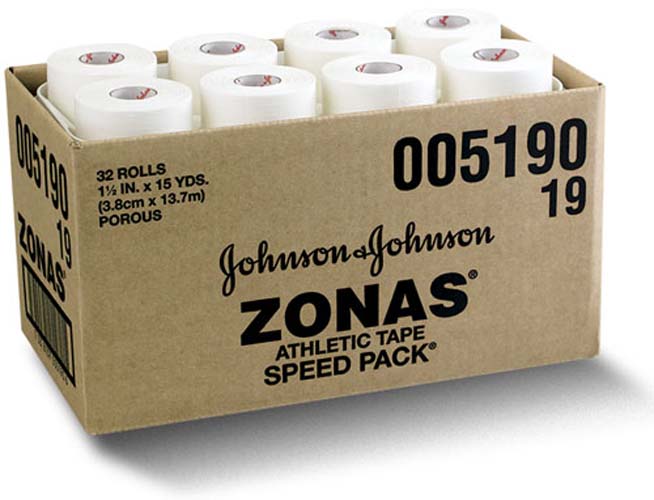 1 1/2" Johnson & Johnson ZONAS Plain Athletic Tape - 15 yards (32 rolls)